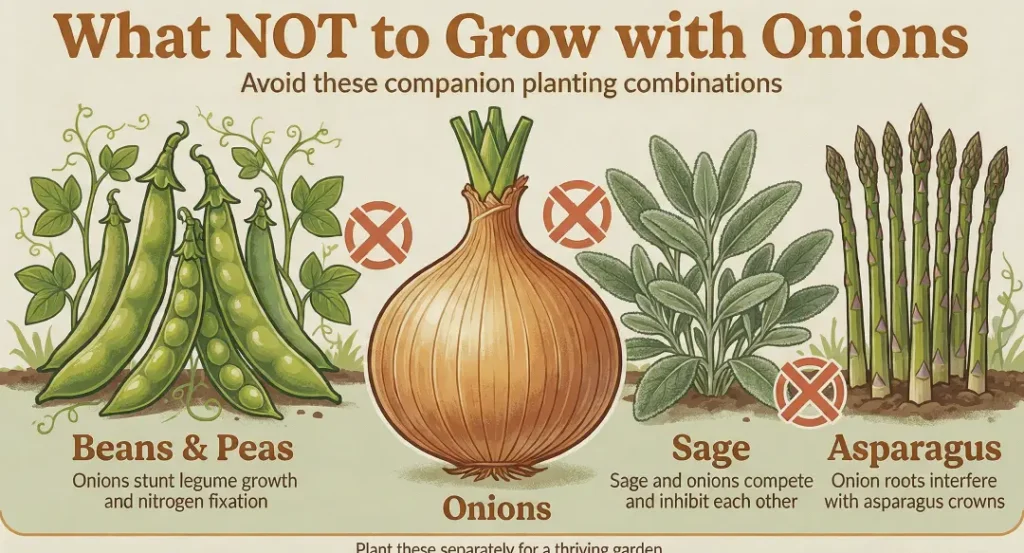 What not to grow with onions